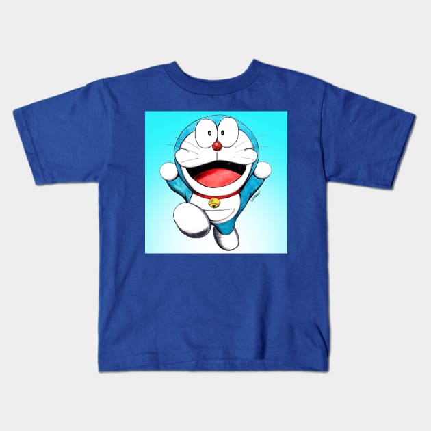 just doraemon the time robot Kids T-Shirt by jorge_lebeau